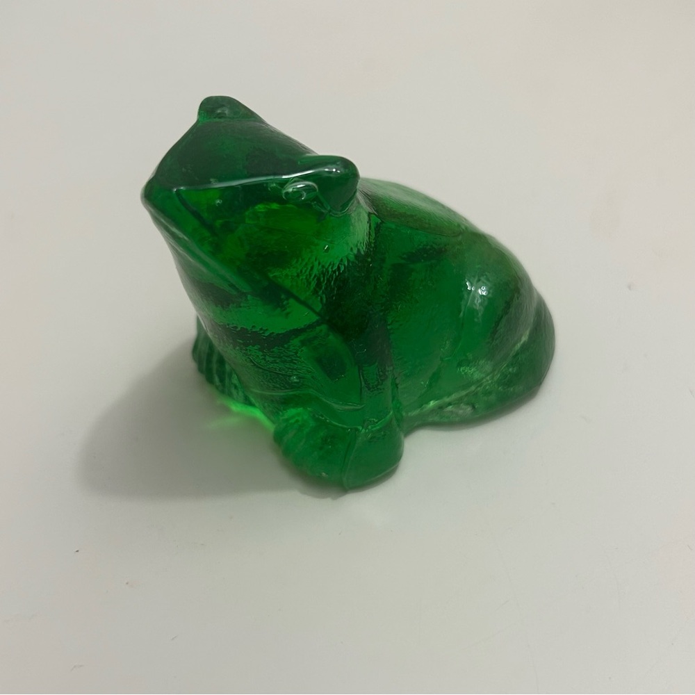 Vintage Ganz Miniature Green Glass Art Frog Figurine • The Lucky Little Frog